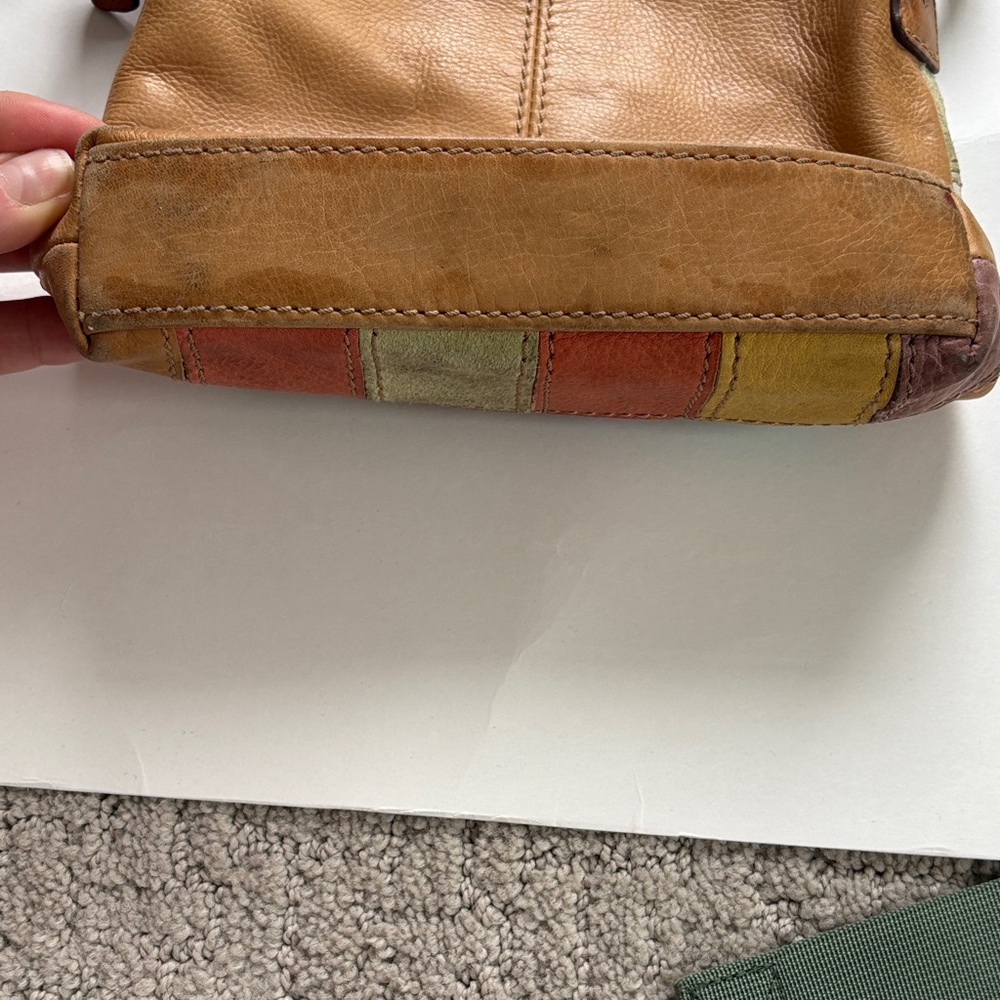 Vintage Fossil Crossbody Multicolor Patchwork Lea… - image 6